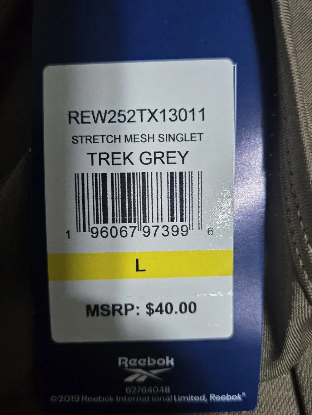 Reebok Women Athletic Stretch Mesh Singlet Tank Top Slim Fit In Trek Grey NWT